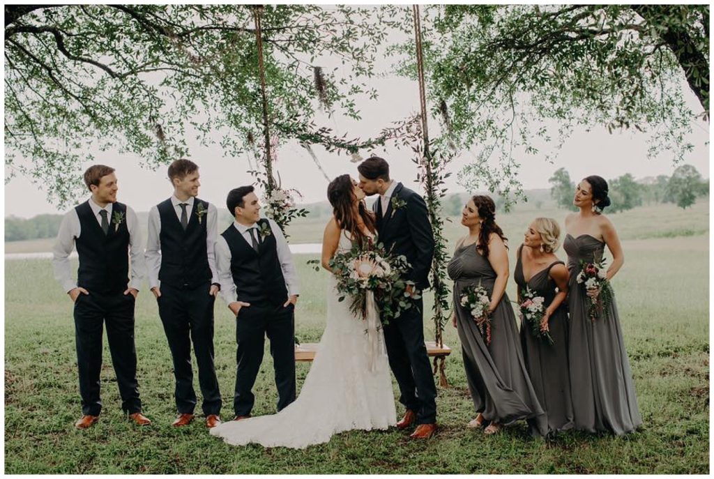 The Bridal Party at the swing | Emery's Buffalo Creek 