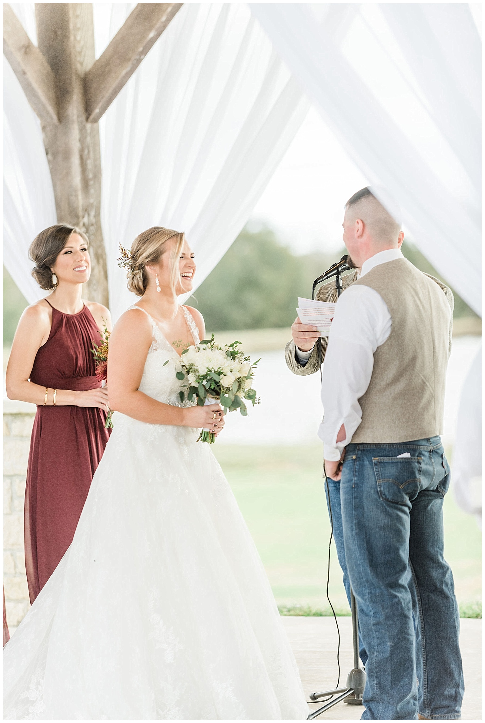 Rustic Fall Wedding Ceremony | Emery's Buffalo Creek Bride and Groom 