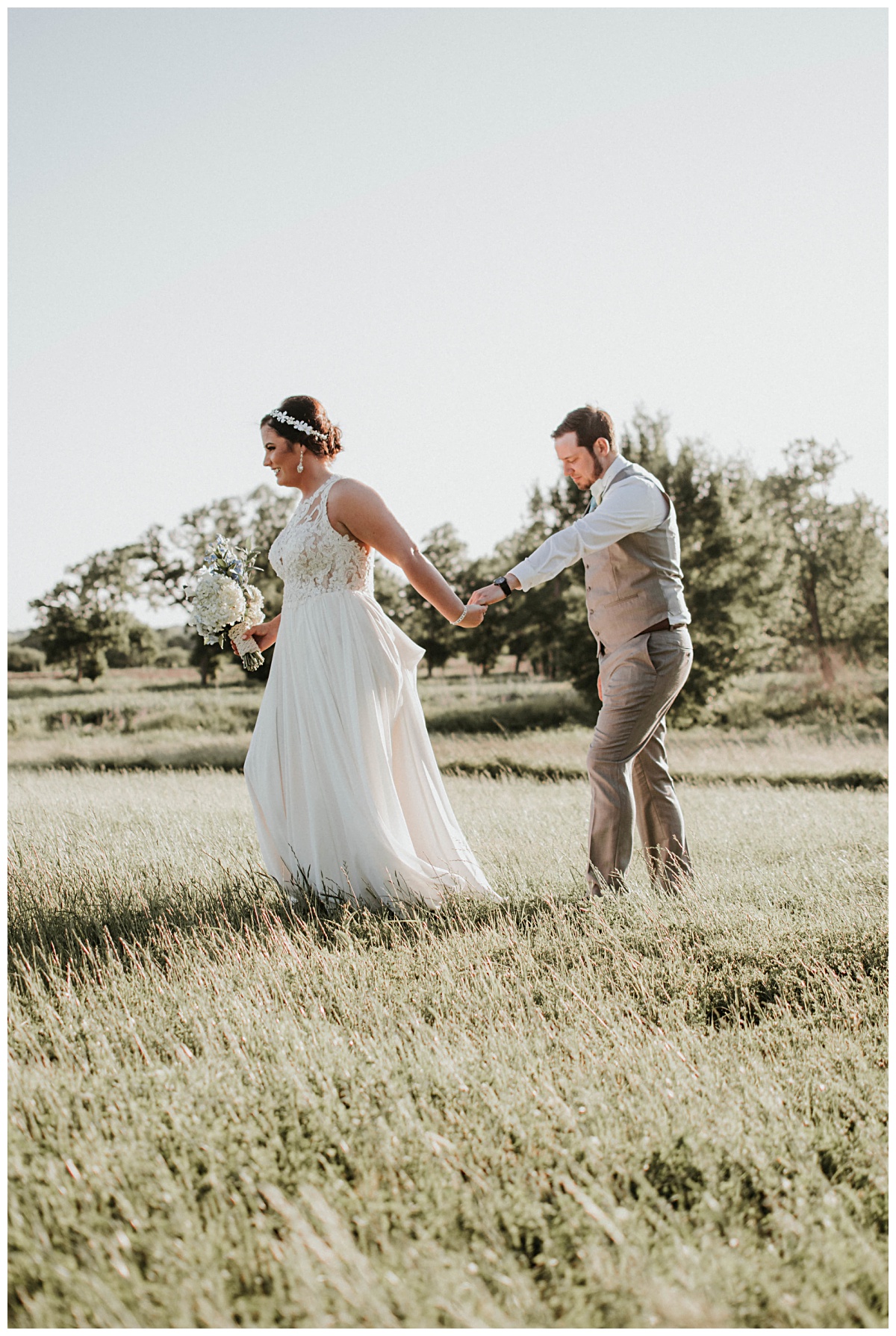 The couple romping through the terrain | Emery's Buffalo Creek in the greater Houston area 