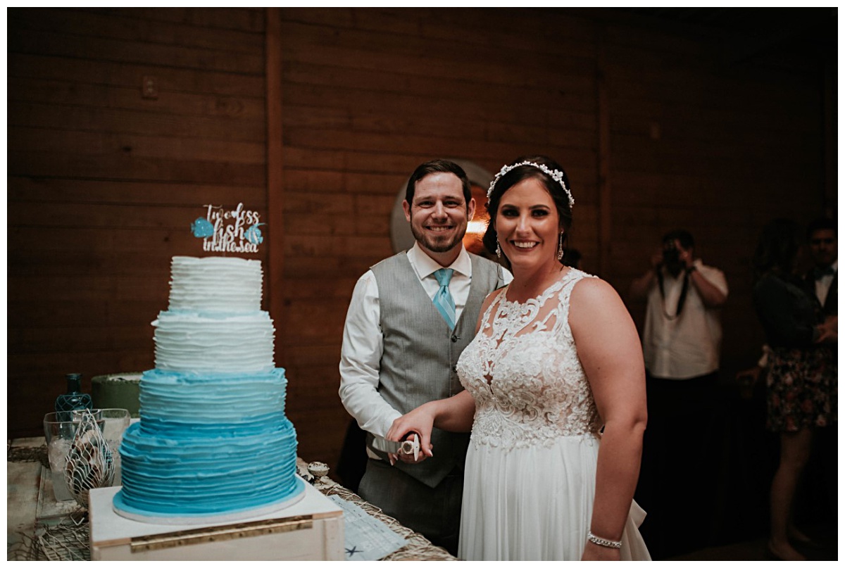 Ombre Blue Wave Cake | Ocean Blue Inspired Wedding theme at Emery's Buffalo Creek 