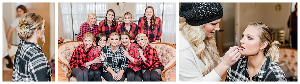 The Bridal Party in Bridal Suite | Hair and Makeup before the wedding at Emery's Buffalo Creek 