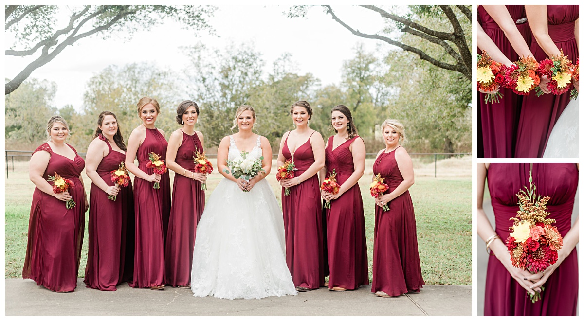The Bridal Party with the Bride | Rustic Fall wedding at Emery's Buffalo Creek 