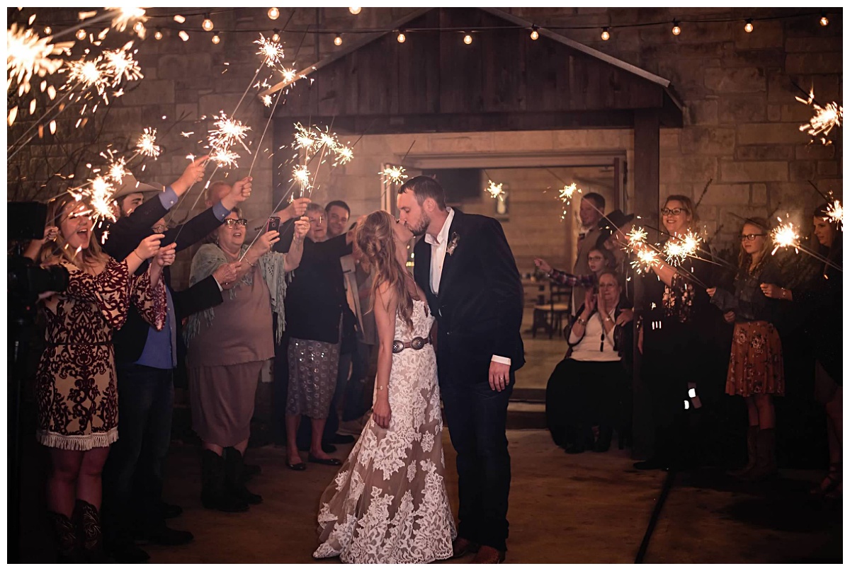 Sparkler Exit to end their Texas Wedding  Night at Houston Winery Wedding Venue. 