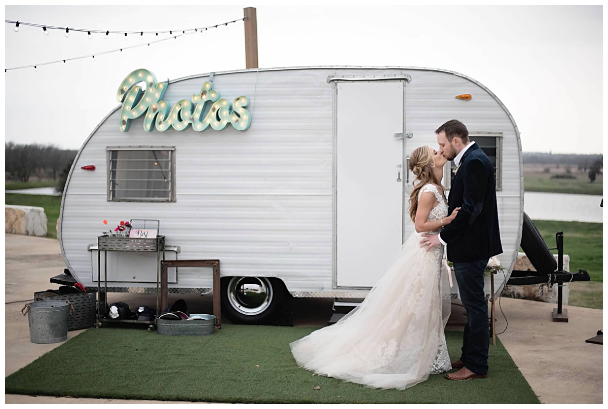 Cypress Photo Booth Camper used to entertain Guests at Texas Wedding venue - Emery's Buffalo Creek 
