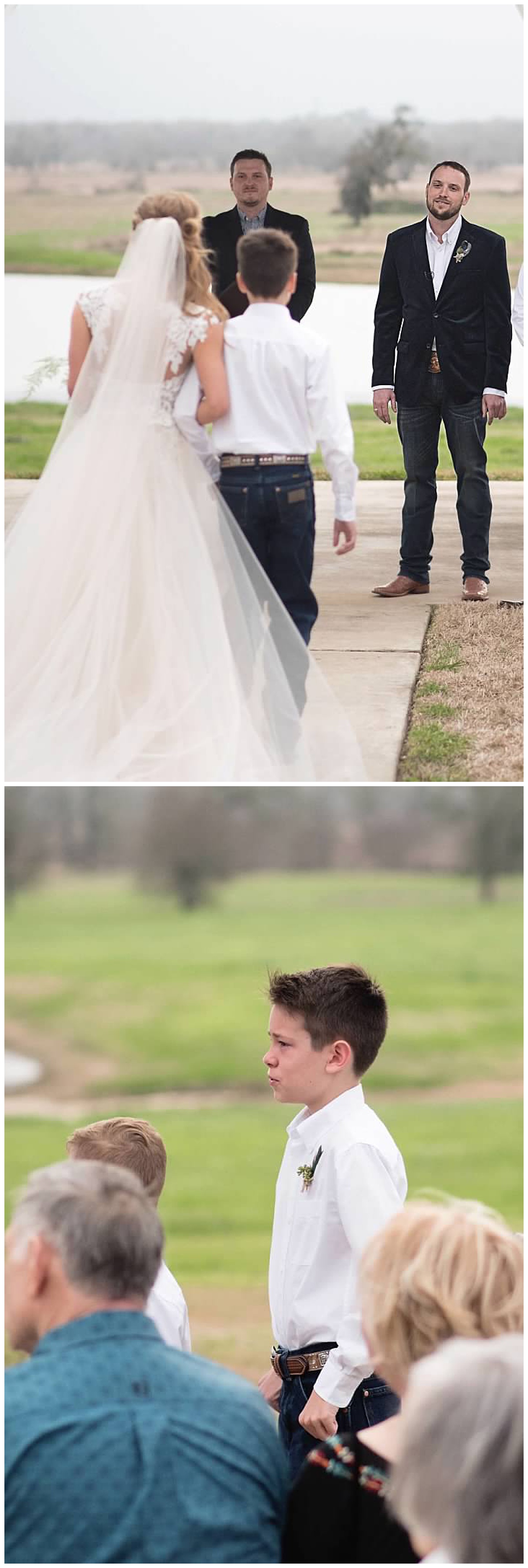 The Brides Nephew steps in as Presenter of the Bride at Texas Wedding Venue  in Bellville, TX 