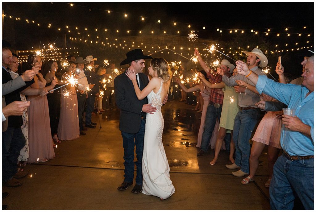 Sparkler Exit send-off to end the wedding day at Emery's Buffalo Creek Winery Wedding Venue 